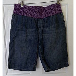 Gap Maternity Stretch Denim Jean Shorts Size 8 Purple Patterned Top